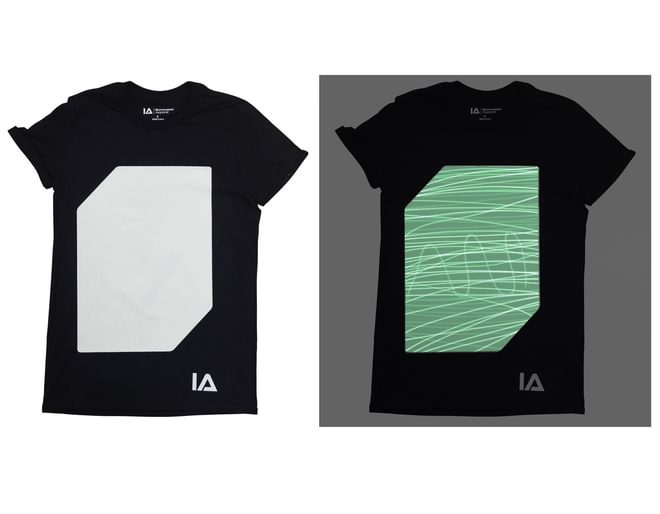 Black Interactive Glow T-Shirt in dark