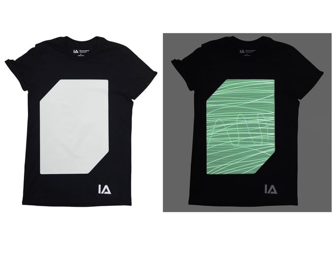 Black Interactive Glow T-Shirt in dark