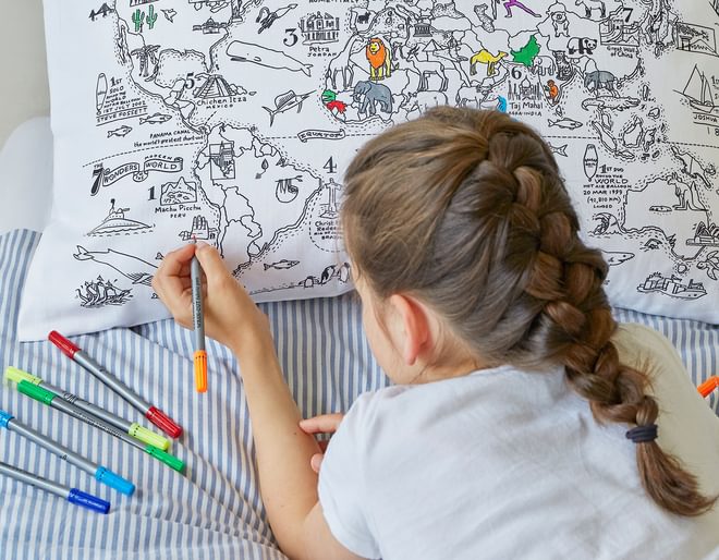 Eat Sleep Doodle World Map Pillowcase