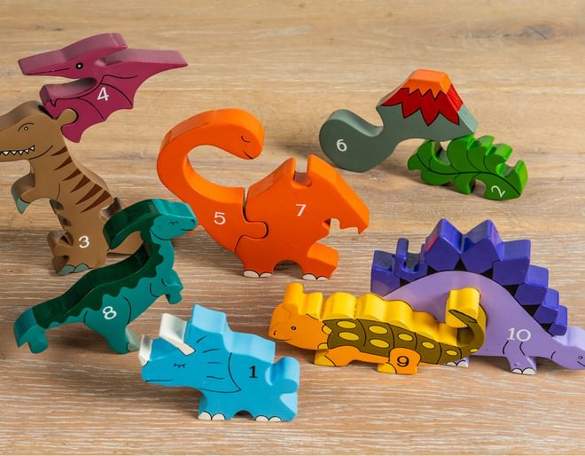 Dinosaur Row Wooden Number Puzzle