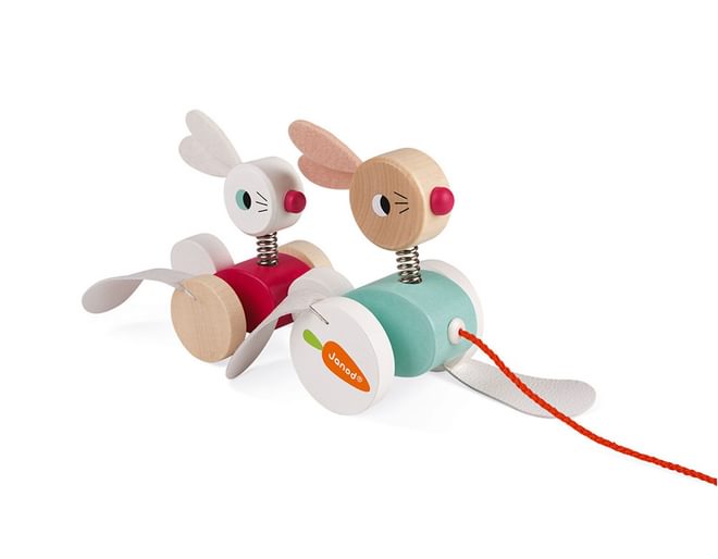 Janod Pull Along Wooden Rabbits