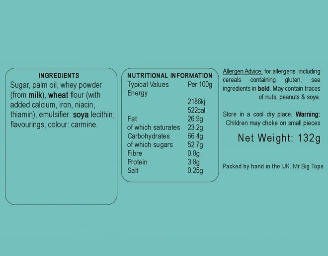 Pink and White Mice Ingredients