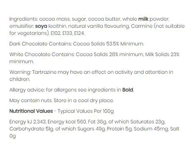 Vegetable Chocolate Ingredients