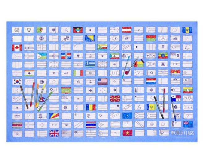 Eat Sleep Doodle World Flags Tablecloth
