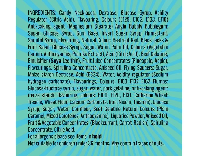 Mr Big Tops Retro Sweet Box Ingredients