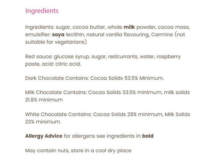 Chocolate Eyeball Ingredients