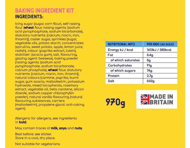 Rainbow Cake Ingredients