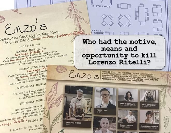 Death By Chef's Knife Murder Mystery