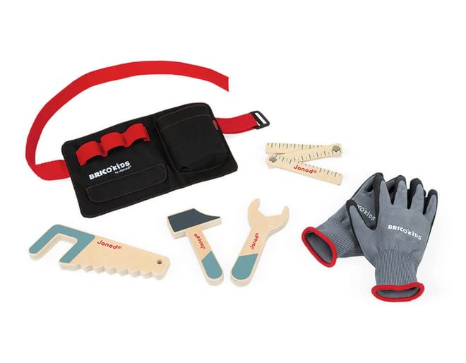 Wooden Tool Belt and Gloves Set