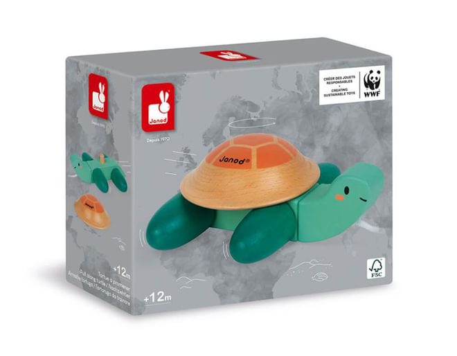 Janod Pull Along Wooden Turtle