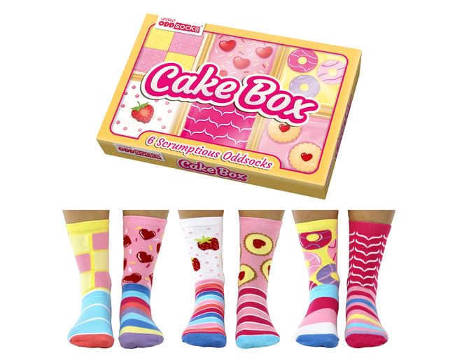 Cake Box Six Scrumptious Odd Socks