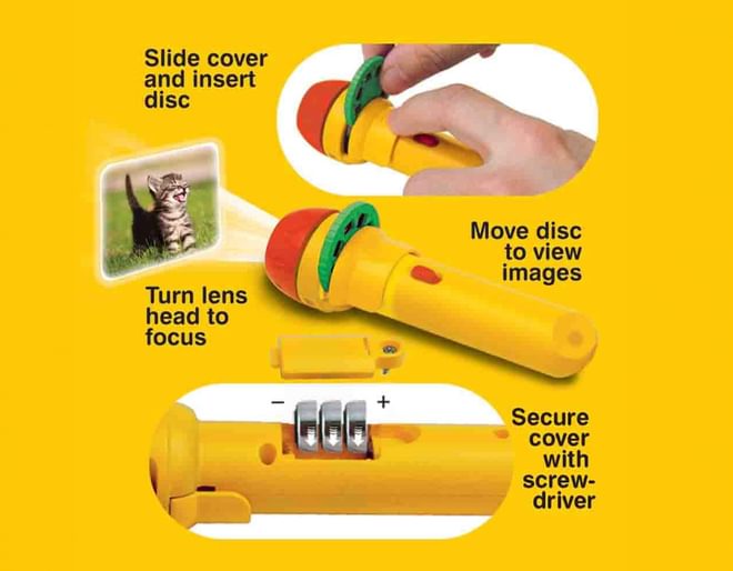 Funny Animals Torch & Projector Instructions