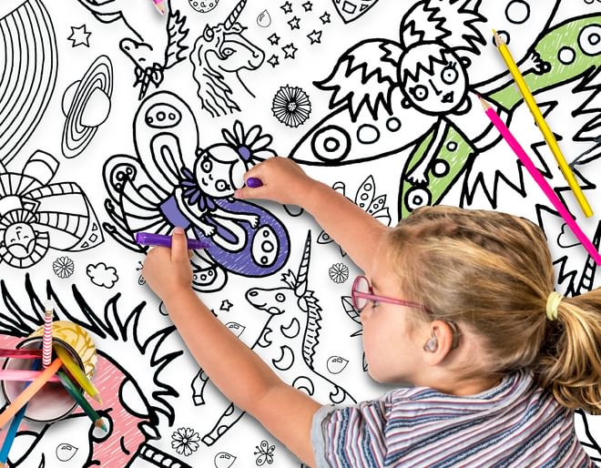 Unicorns & Fairies Colour In Poster