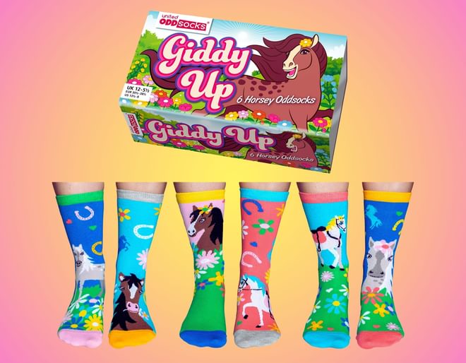 Giddy Up Six Horsey Odd Socks