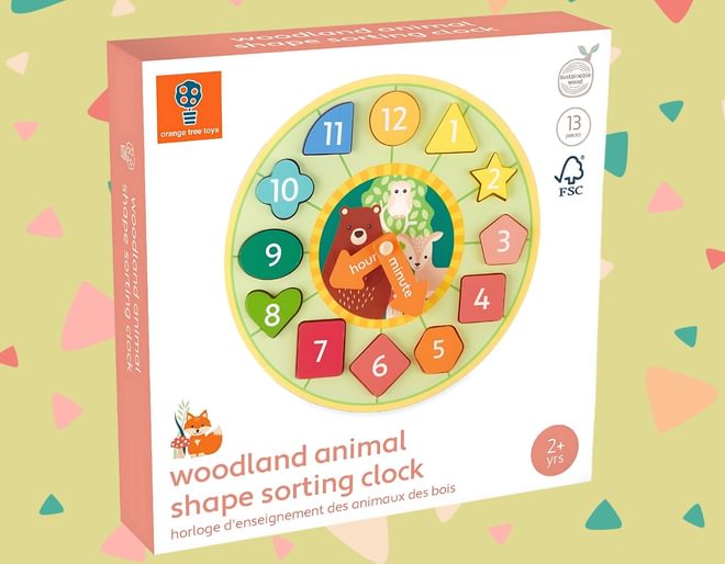 Woodland Animal Shape Sorting Clock