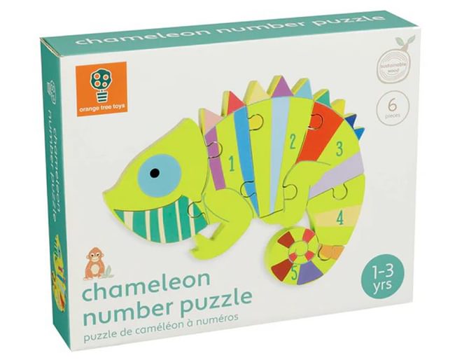 Wooden Chameleon Number Puzzle
