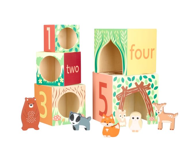 Wooden Woodland Animal Staking Cubes