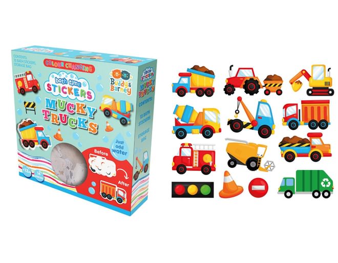 Bath Time Stickers Mucky Trucks