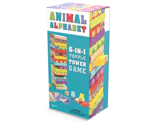 Animal Alphabet Topple Tower Game