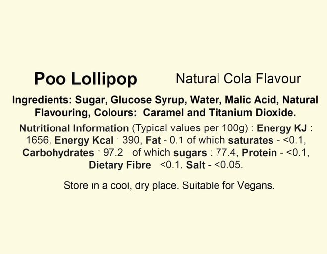Poo Lollipop Ingredients