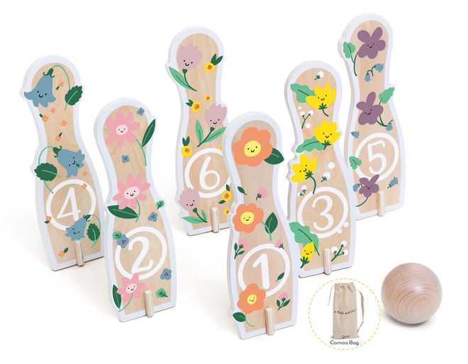Wooden Flower Bowling Set