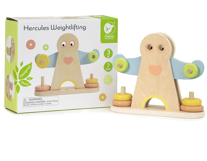 Wooden Hercules Weightlifting Toy