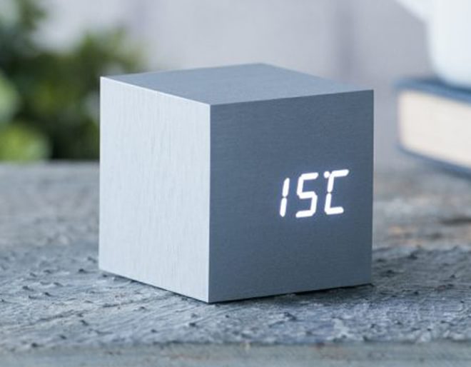 Cube Click Clock Grey