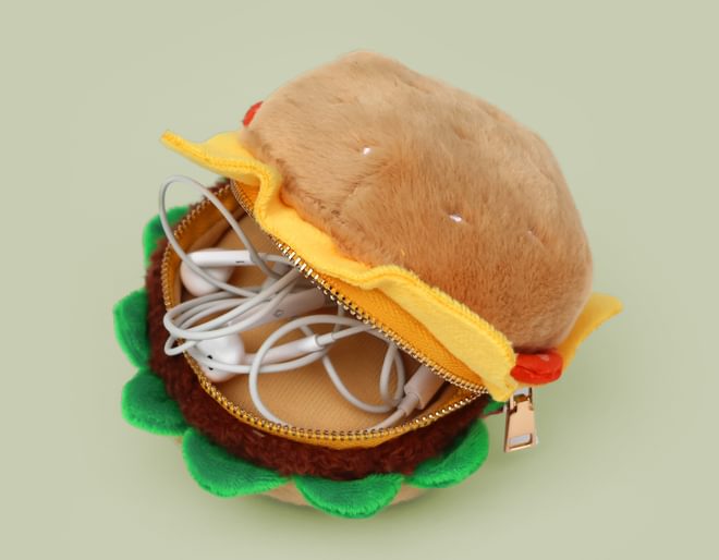 Plush Burger Zip Pouch