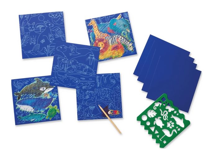 Sparkle Scratch Art Animal World Contents