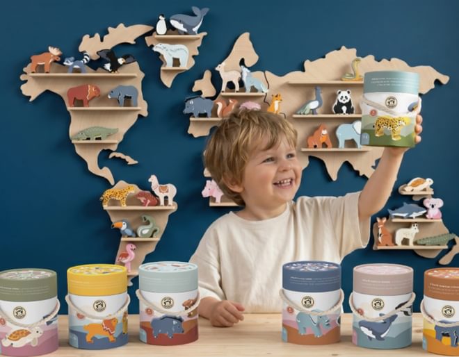 World Map Animal Shelf