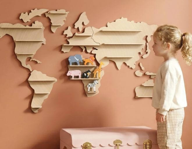 World Map Animal Shelf Lifestyle